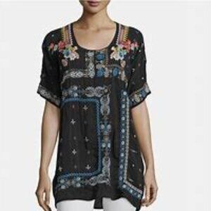Johnny Was “Danny” Embroidered Black Tunic SZ S